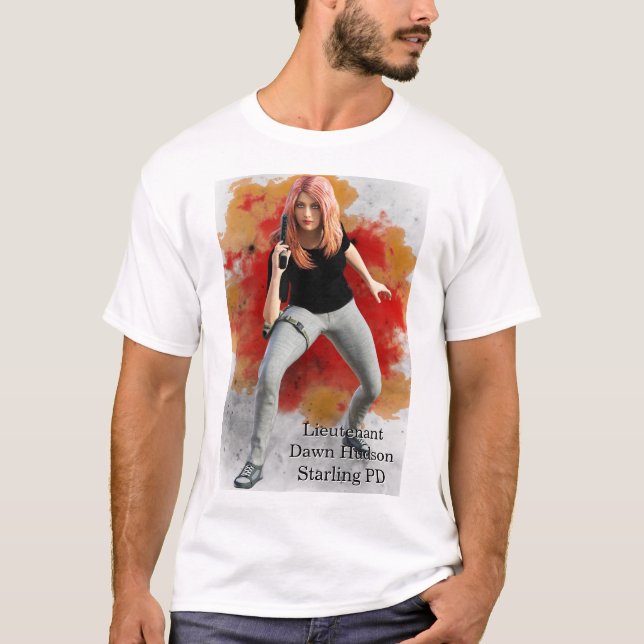 Camiseta Lieutenant Dawn hudson fire background (Frente)