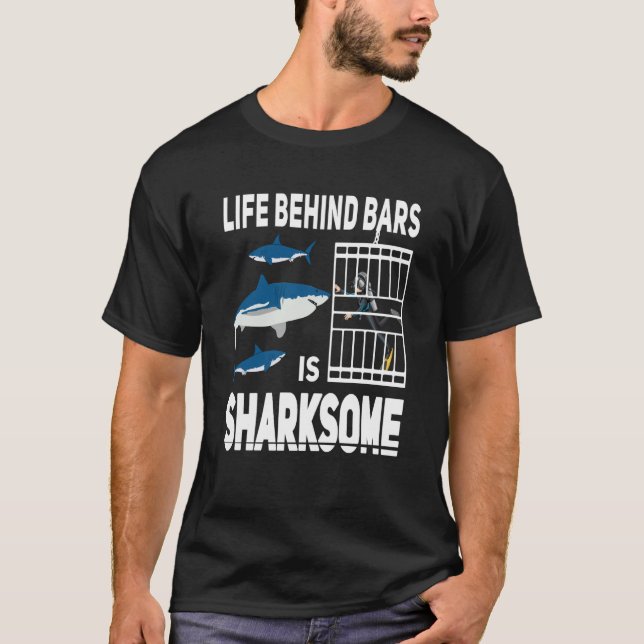 Camiseta Life behind bars is sharksome Scuba Diving shark D (Frente)