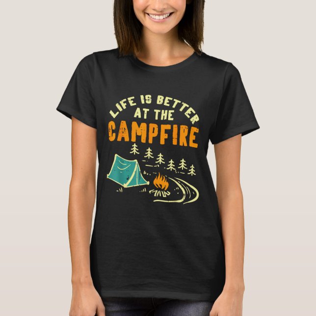 Camiseta Life Better Campfire Camng Camper Boys Girl Kids M (Frente)