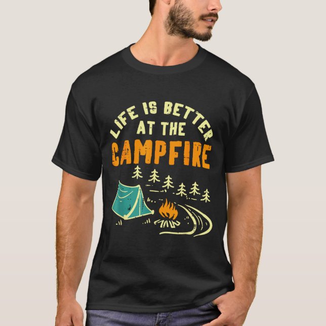 Camiseta Life Better Campfire Camng Camper Boys Girl Kids M (Frente)