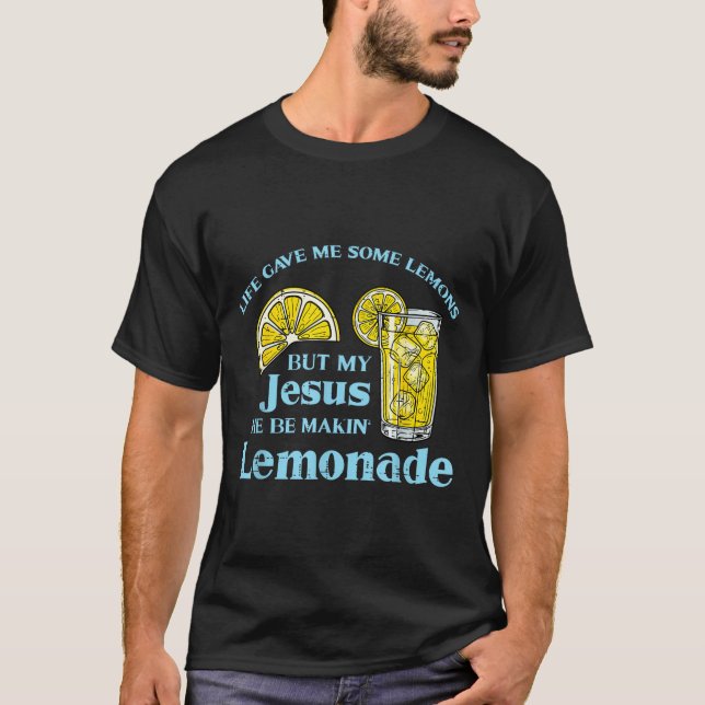 Camiseta Life Gave Lemon Jesus Made Lemonade Christian Men  (Frente)