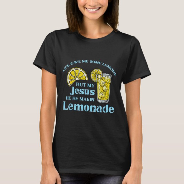 Camiseta Life Gave Lemon Jesus Made Lemonade Christian Men  (Frente)