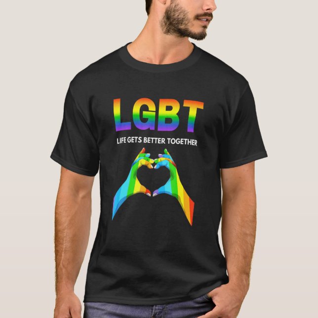 Camiseta Life Gets Better Together Pride Gay (Frente)