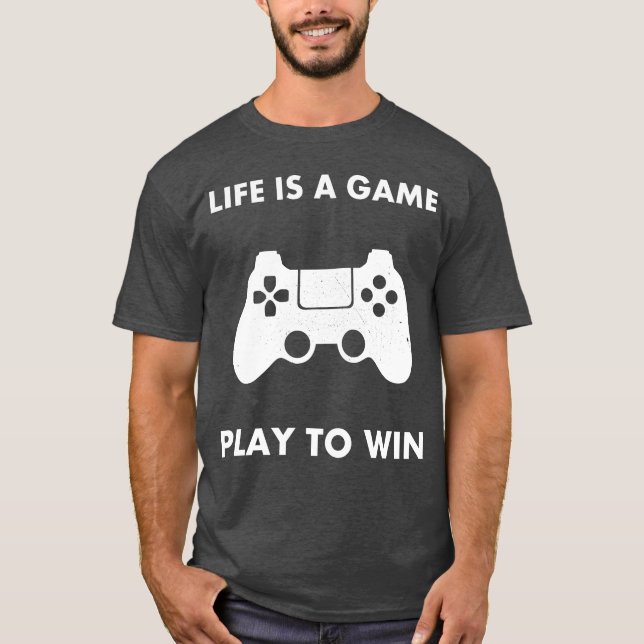 Camiseta Life Is A Game Playo Win gift retro (Frente)