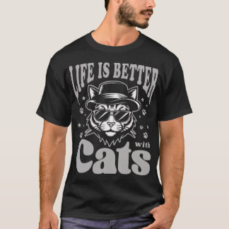 Camiseta Life Is Better With Cats Cool Retro