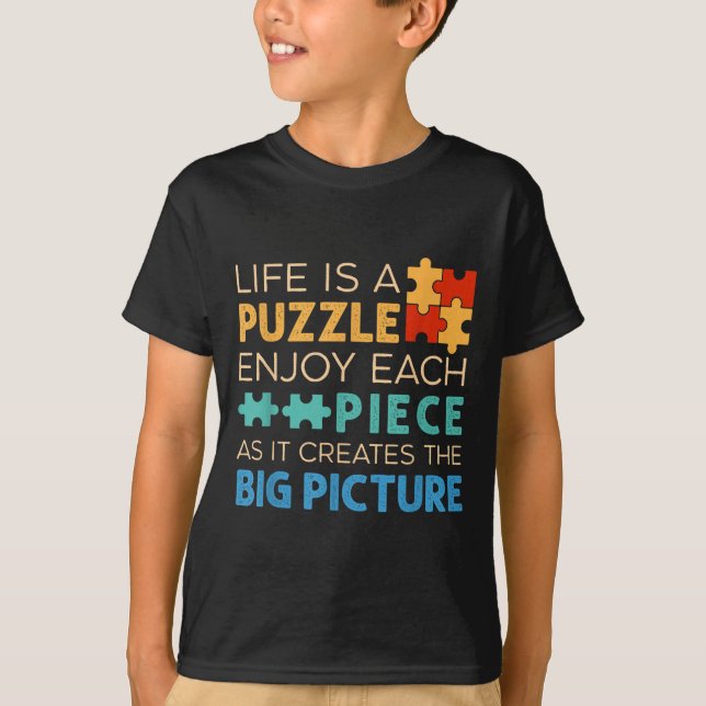Camiseta Life Is Puzzle Enjoy Each Ece _ Jigsaw Puzzle Love (Frente)