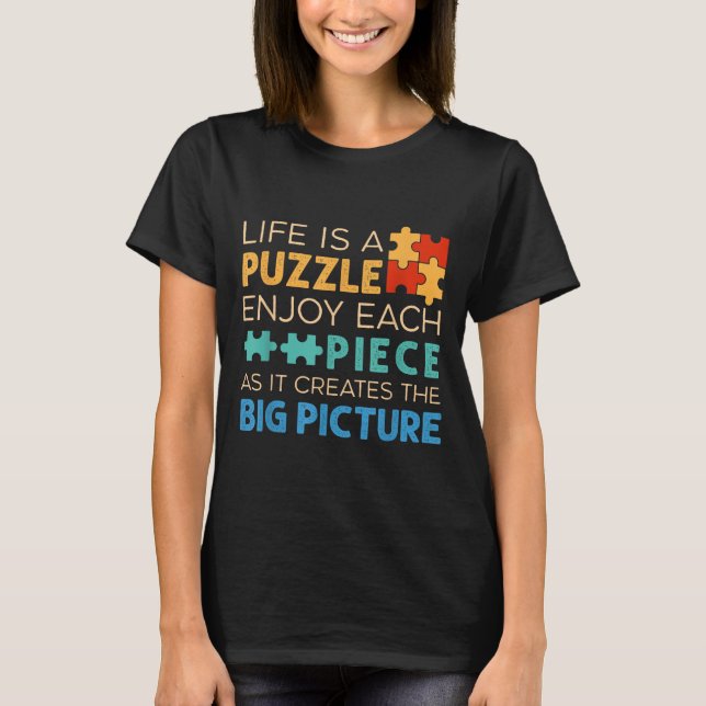 Camiseta Life Is Puzzle Enjoy Each Ece _ Jigsaw Puzzle Love (Frente)
