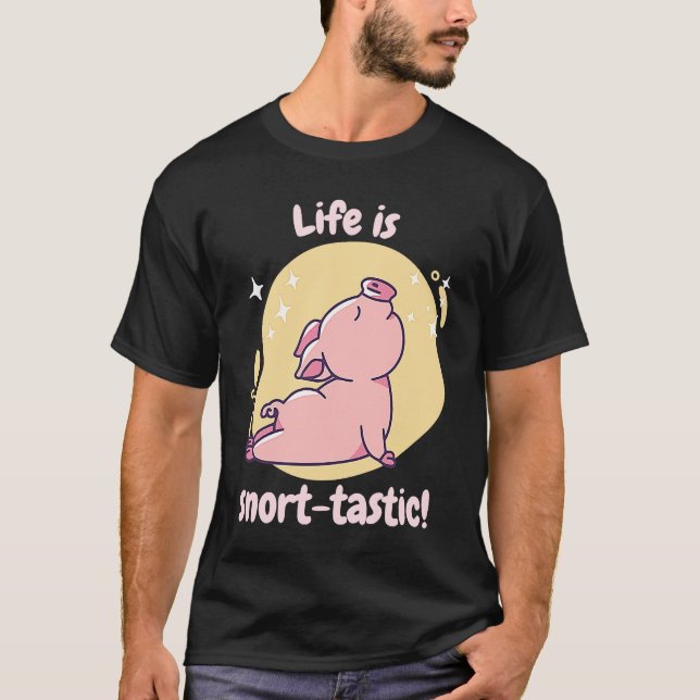 Camiseta Life Is Snort Tastic Retro Cute  Pig Present (Frente)