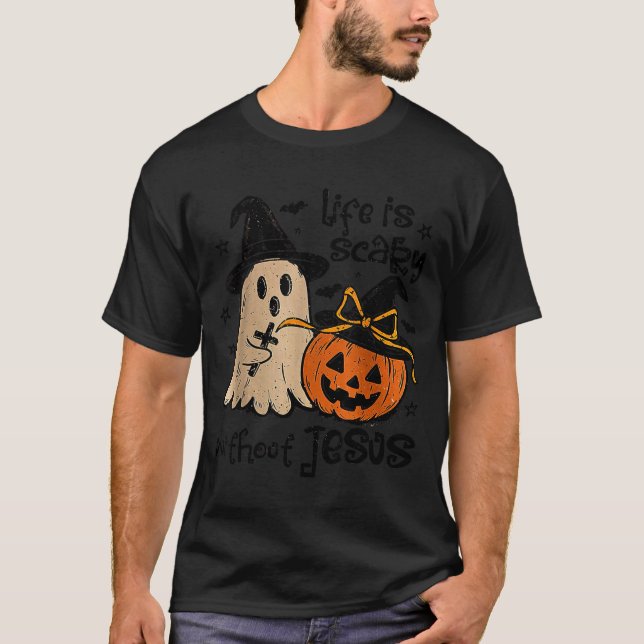Camiseta Life Is Y Without Jesus Christian Halloween  (Frente)