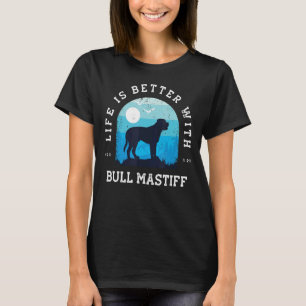 Camiseta Life Melhor Bull Mastiff Vintage Blue Dog Mãe Pai