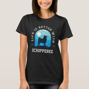 Camiseta Life Melhor Schipperke Vintage Blue Dog Pai