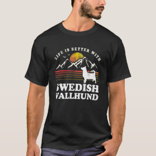 Camiseta Life Melhor Swedish Vallhund Vintage Cog Pai