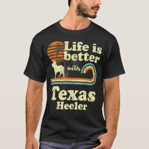 Camiseta Life Melhor Texas Heeler Vintage Cog Mãe Pai
