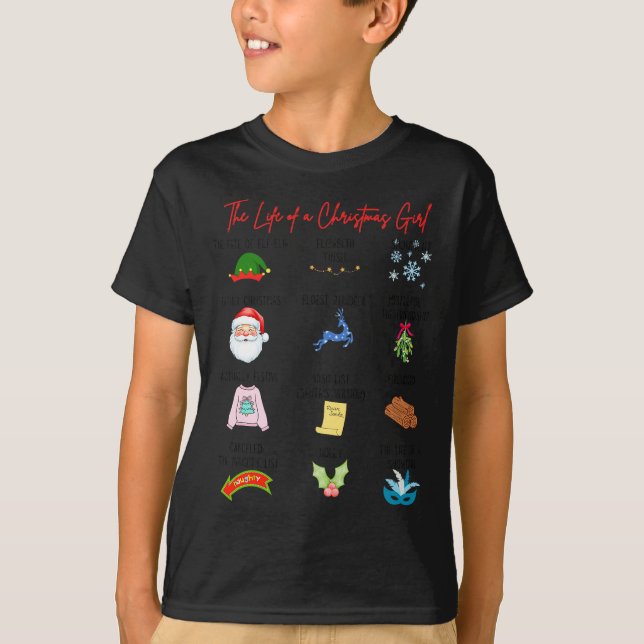 Camiseta Life Of A Christmas Girl Era Nk Bow Preppy Coquett (Frente)