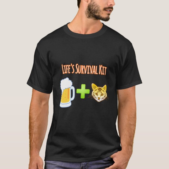 Camiseta Life S Survival Kit Beer Plus Cats Design (Frente)