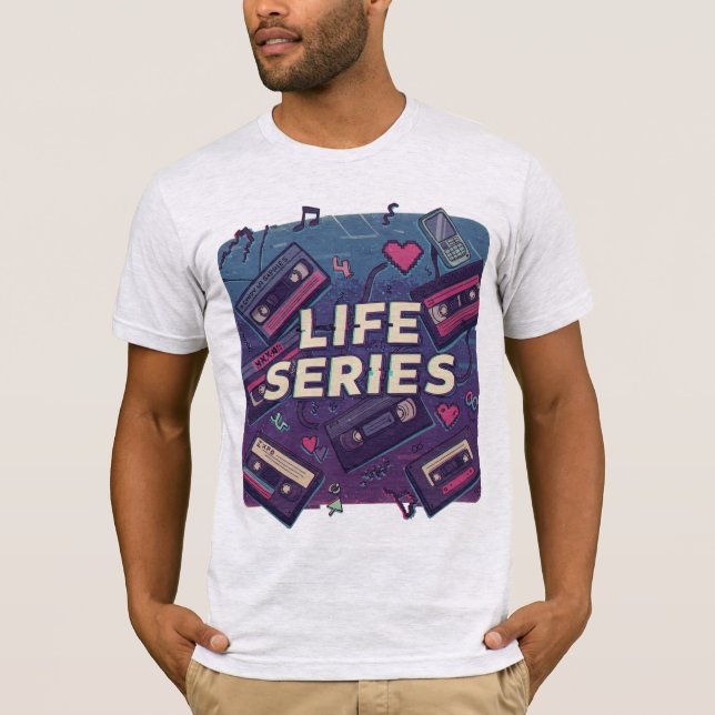 Camiseta Life Series: Retro Cassette Vibes - 80s/90s  (Frente)