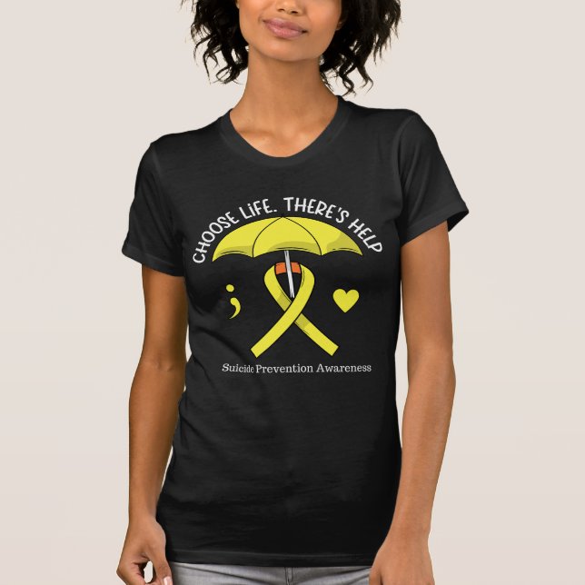 Camiseta Life Yellow Umbrella Ribbon Suicídio Sensibilizaçã (Frente)