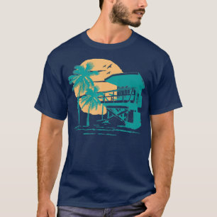 Camiseta Lifeguard Lookout Sunrise Teal Beach Graphic
