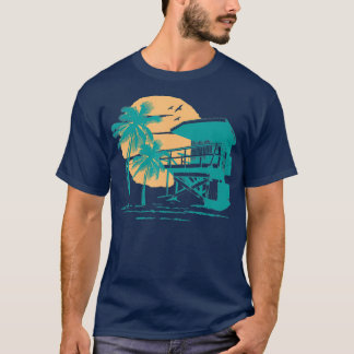 Camiseta Lifeguard Lookout Sunrise Teal Beach Graphic