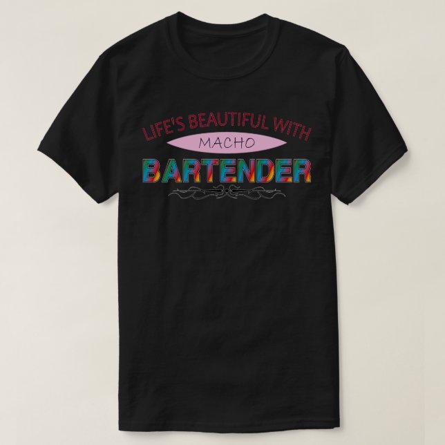 Camiseta Lifex27s Bonito com Macho Bartender (Frente do Design)