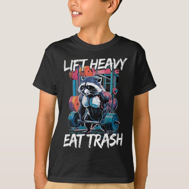 Camiseta Lift Heavy Eat Trash Weightlifting Bodybuilding Gy (Frente)