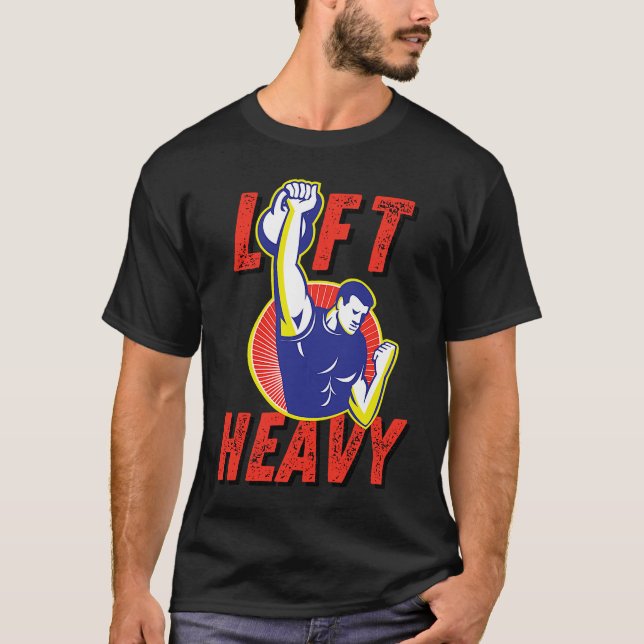 Camiseta Lift Heavy Kettlebell Workout Gym Weightlifting Fi (Frente)