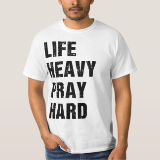 Camiseta Lift Heavy Pray Hard Christian Workout T-Shirt