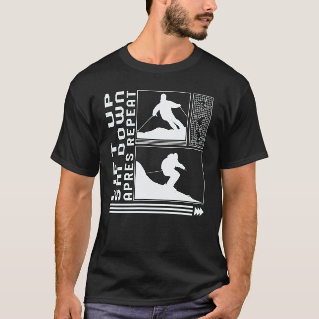 Camiseta Lift Ski Down Apres Repeat Skiing Skier Winter Sno (Frente)
