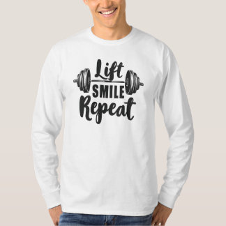 Camiseta Lift Smile Repeat Gym Motivation Weightlifting Str