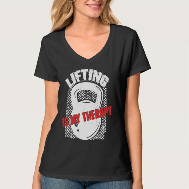 Camiseta Lifting My Therapy Kettlebell Weightlifting Gym Wo (Frente)