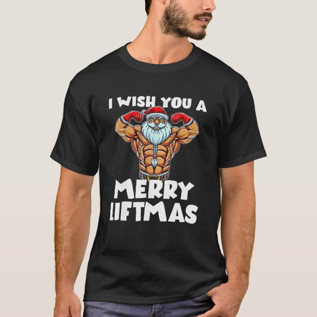 Camiseta Liftmas Lift Malhação Workout Abs Santa Claus Cand (Frente)
