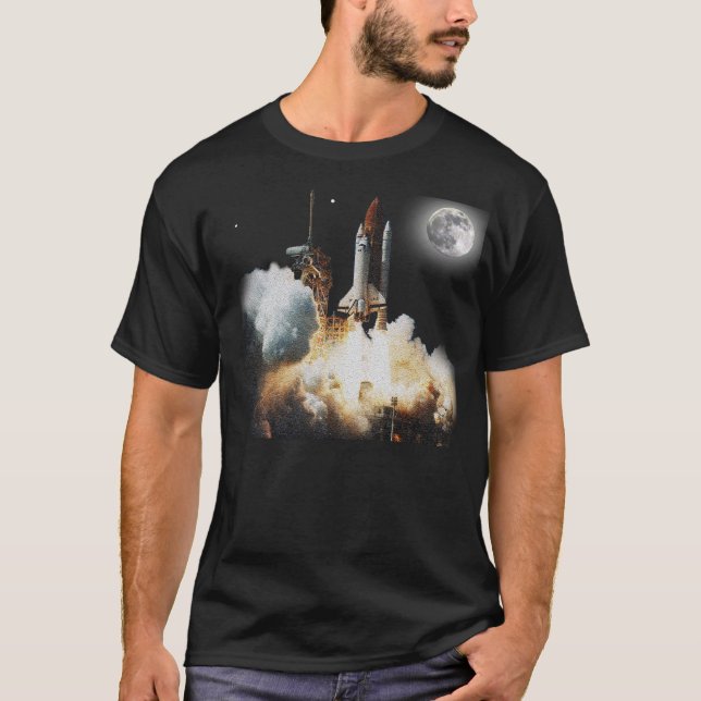 Camiseta Liftoff do vaivém espacial (Frente)