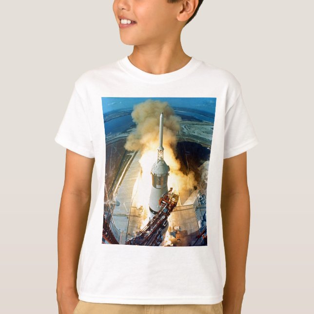Camiseta Liftoff do veículo de espaço de Apollo 11 Saturn V (Frente)