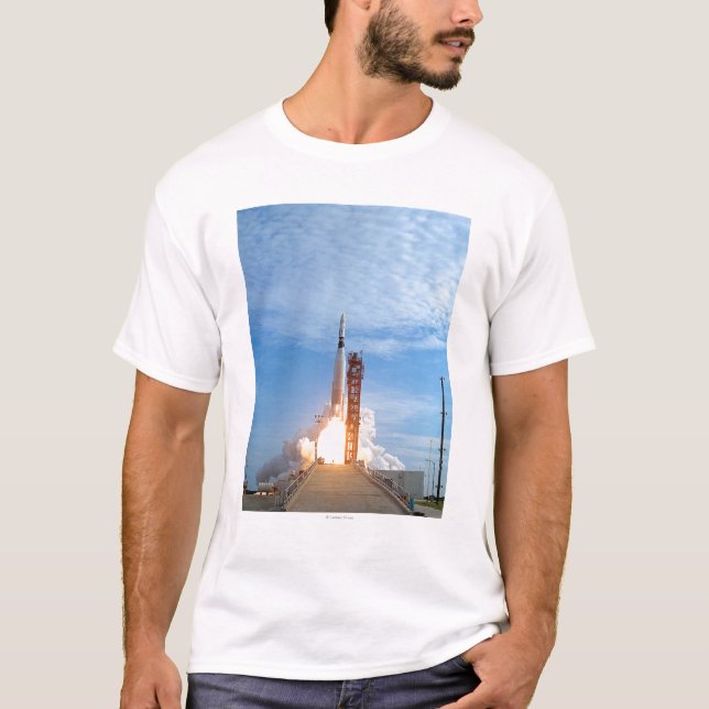 Camiseta Liftoff do veículo do alvo de Agena do atlas para (Frente)