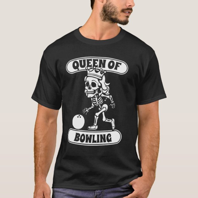 Camiseta Liga da Equipe de Esqueleto da boliche - Rainha do (Frente)