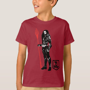 Camiseta Liga da Justiça  Arte de Pop Aquaman Pose Noir