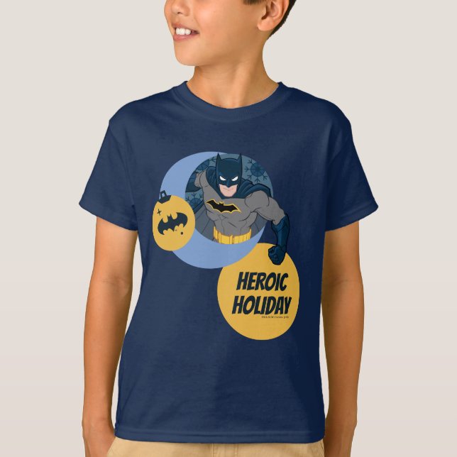 Camiseta Liga da Justiça Batman Holiday Bauble (Frente)