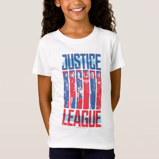 Camiseta Liga da Justiça | Blue & Red Group Pop Art (Frente)