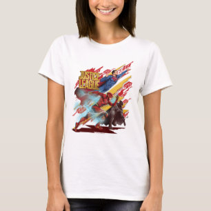 Camiseta Liga da Justiça Crachá Superman, Flash e Batman