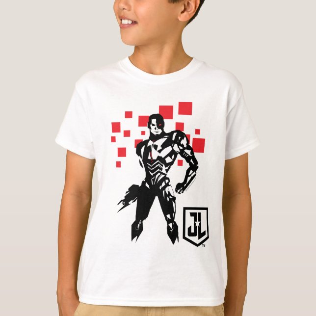 Camiseta Liga da Justiça | Cyborg Digital Noir Pop Art (Frente)