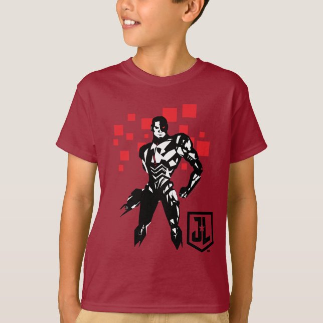 Camiseta Liga da Justiça | Cyborg Digital Noir Pop Art (Frente)