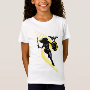 Camiseta Liga da Justiça  Ícone de Silhueta de Mulher Mar