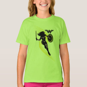 Camiseta Liga da Justiça  Ícone de Silhueta de Mulher Mar
