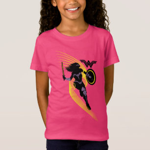 Camiseta Liga da Justiça  Ícone de Silhueta de Mulher Mar