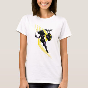 Camiseta Liga da Justiça  Ícone de Silhueta de Mulher Mar