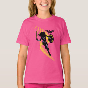 Camiseta Liga da Justiça  Ícone de Silhueta de Mulher Mar