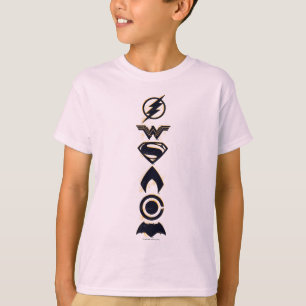 Camiseta Liga da Justiça Linha de Símbolos de Equipe Est