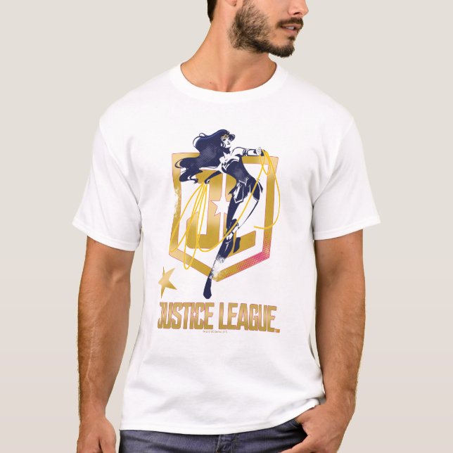 Camiseta Liga da Justiça | Mulher Maravilha Logotipo JL Pop (Frente)