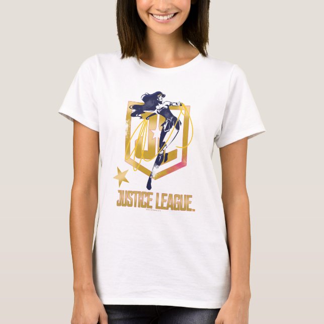 Camiseta Liga da Justiça | Mulher Maravilha Logotipo JL Pop (Frente)