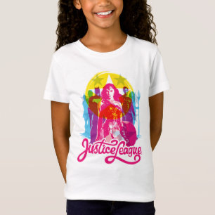 Camiseta Liga da Justiça  Pop Art. de grupos e logotipos